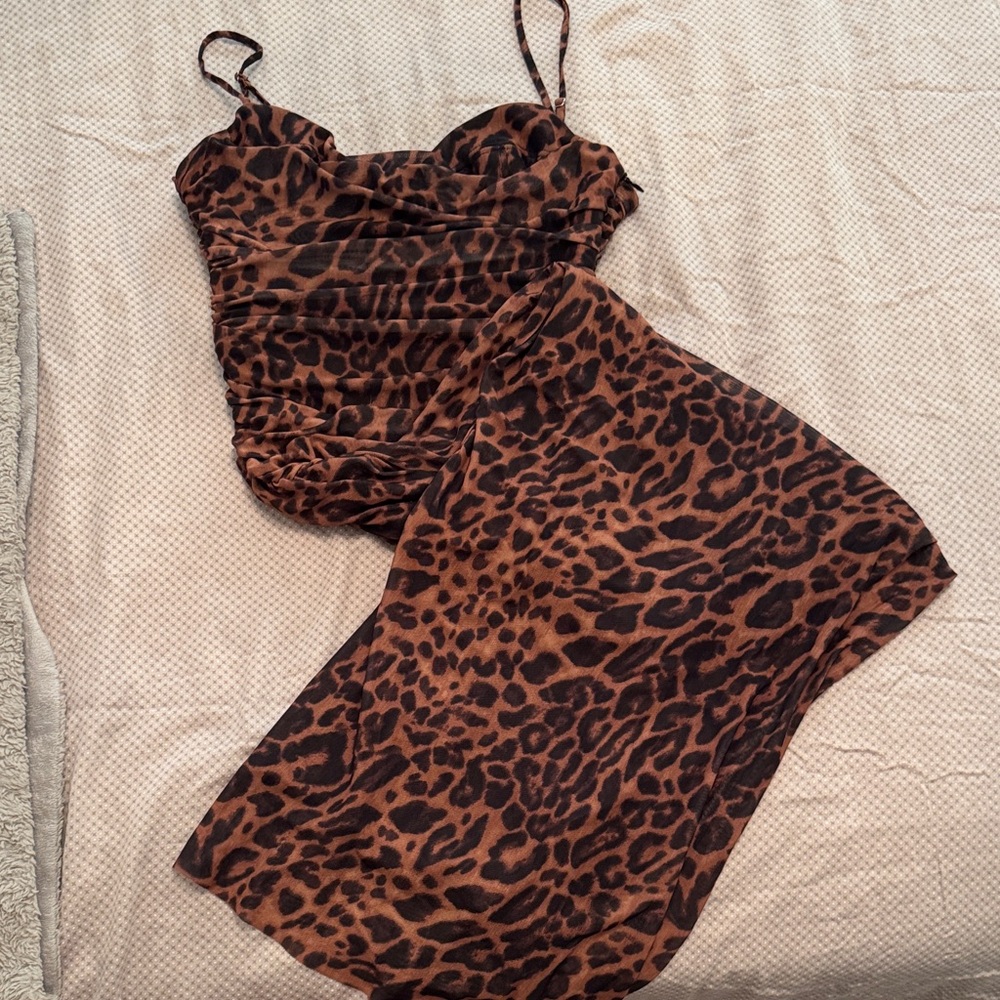 Zara Leopard Print Ruched Dress size S